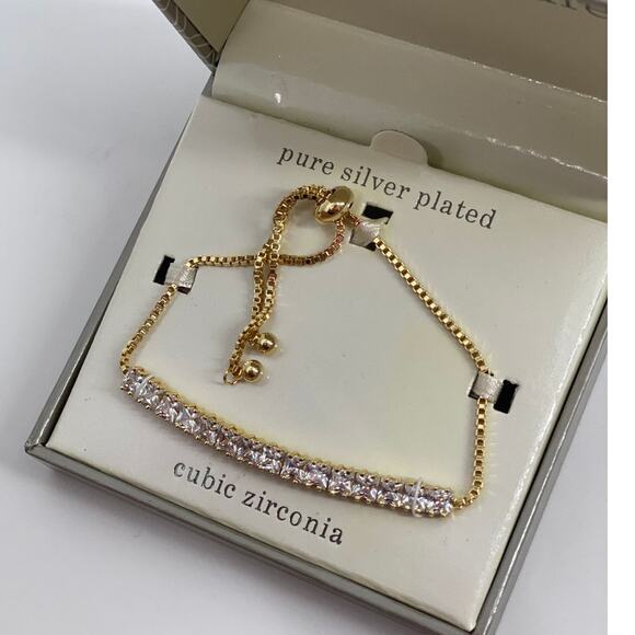 Sparkle Allure Cubic Zirconia Adjustable Gold Bracelet NEW in Box - Picture 3 of 6